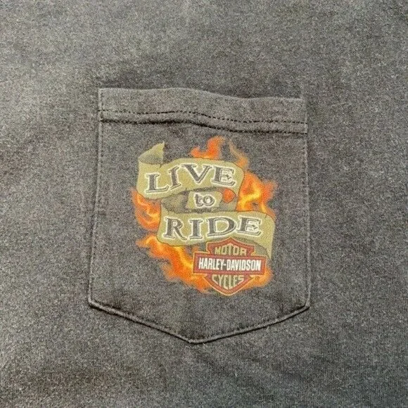 - Harley Davidson Wurtsboro, NY - Hanes Beefy Black Pocket T-Shirt - Men's XL - Picture 7 of 12